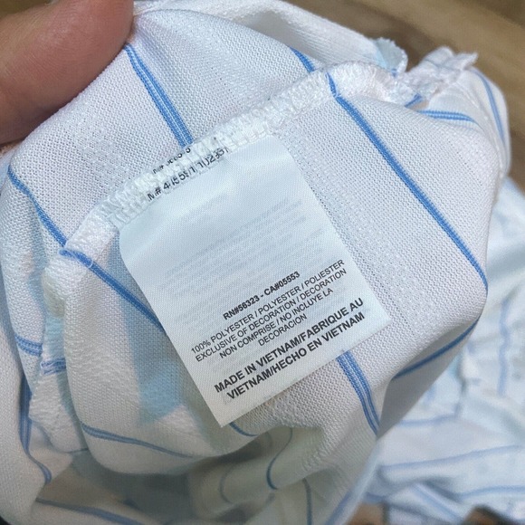 Nike Polo Shirt Mens XXL Standard Fit Dri-FIT Blue Striped Golf JANUS embroidery - Picture 8 of 9